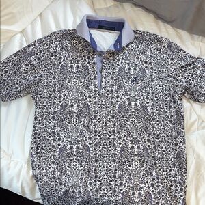 Greyson Lavender, Navy and White Patterned Polo